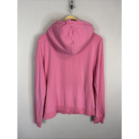 Wanakome Pink Cowl Neck Hoodie L Leather Patch Pullover Canada Sweatshirt - Picture 6 of 11